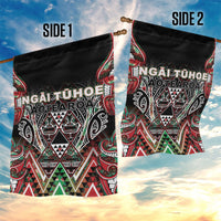 Aotearoa Ngai Tuhoe Garden Flag Maori Tribal Red And Green Paua Shell Pattern