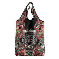 Aotearoa Ngai Tuhoe Grocery Bag Maori Tribal Red And Green Paua Shell Pattern