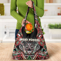 Aotearoa Ngai Tuhoe Grocery Bag Maori Tribal Red And Green Paua Shell Pattern