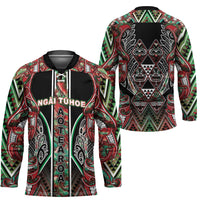 Aotearoa Ngai Tuhoe Hockey Jersey Maori Tribal Red And Green Paua Shell Pattern