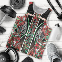 Aotearoa Ngai Tuhoe Men Tank Top Maori Tribal Red And Green Paua Shell Pattern