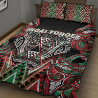 Aotearoa Ngai Tuhoe Quilt Bed Set Maori Tribal Red And Green Paua Shell Pattern