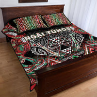 Aotearoa Ngai Tuhoe Quilt Bed Set Maori Tribal Red And Green Paua Shell Pattern