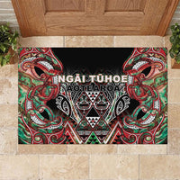 Aotearoa Ngai Tuhoe Rubber Doormat Maori Tribal Red And Green Paua Shell Pattern