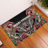Aotearoa Ngai Tuhoe Rubber Doormat Maori Tribal Red And Green Paua Shell Pattern
