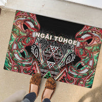 Aotearoa Ngai Tuhoe Rubber Doormat Maori Tribal Red And Green Paua Shell Pattern