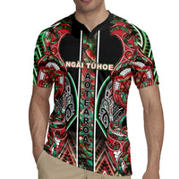 Aotearoa Ngai Tuhoe Rugby Jersey Maori Tribal Red And Green Paua Shell Pattern