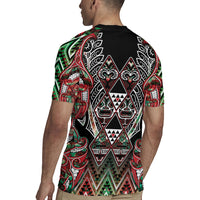 Aotearoa Ngai Tuhoe Rugby Jersey Maori Tribal Red And Green Paua Shell Pattern