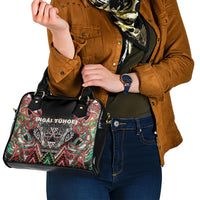 Aotearoa Ngai Tuhoe Shoulder Handbag Maori Tribal Red And Green Paua Shell Pattern