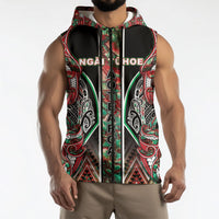 Aotearoa Ngai Tuhoe Sleeveless Zip Hoodie Maori Tribal Red And Green Paua Shell Pattern