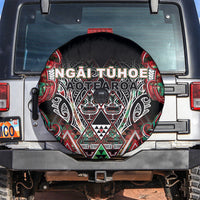 Aotearoa Ngai Tuhoe Spare Tire Cover Maori Tribal Red And Green Paua Shell Pattern
