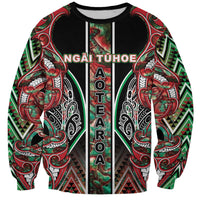 Aotearoa Ngai Tuhoe Sweatshirt Maori Tribal Red And Green Paua Shell Pattern