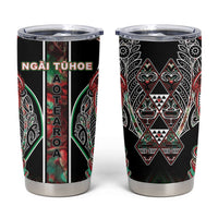 Aotearoa Ngai Tuhoe Tumbler Cup Maori Tribal Red And Green Paua Shell Pattern