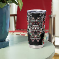 Aotearoa Ngai Tuhoe Tumbler Cup Maori Tribal Red And Green Paua Shell Pattern
