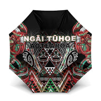 Aotearoa Ngai Tuhoe Umbrella Maori Tribal Red And Green Paua Shell Pattern