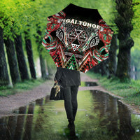 Aotearoa Ngai Tuhoe Umbrella Maori Tribal Red And Green Paua Shell Pattern