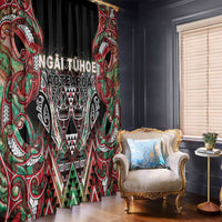 Aotearoa Ngai Tuhoe Window Curtain Maori Tribal Red And Green Paua Shell Pattern