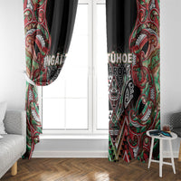 Aotearoa Ngai Tuhoe Window Curtain Maori Tribal Red And Green Paua Shell Pattern