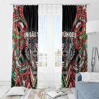 Aotearoa Ngai Tuhoe Window Curtain Maori Tribal Red And Green Paua Shell Pattern