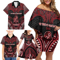 Personalised New Zealand Waitangi Day Family Matching Off Shoulder Short Dress and Hawaiian Shirt Te Tiriti O Waitangi 1840 - Polynesian Pride