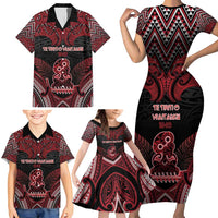 Personalised New Zealand Waitangi Day Family Matching Short Sleeve Bodycon Dress and Hawaiian Shirt Te Tiriti O Waitangi 1840 - Polynesian Pride