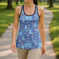 Federated States of Micronesia Merry Christmas Hollow Tank Top Pacific Patchwork Xmas Vibes - Polynesian Pride