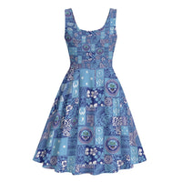 Federated States of Micronesia Merry Christmas Midi Dress Pacific Patchwork Xmas Vibes - Polynesian Pride