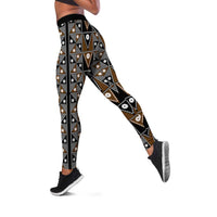 Fiji Brown Masi Pattern Leggings Fijian Tapa LT01 Brown - Polynesian Pride