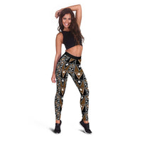 Fiji Brown Masi Pattern Leggings Fijian Tapa LT01 - Polynesian Pride