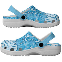 Fiji Clogs Shoes Fijian Tapa Pattern Blue - Polynesian Pride