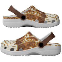 Fiji Clogs Shoes Fijian Tapa Pattern Brown - Polynesian Pride