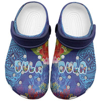 Fiji Day Clogs Shoes Coral Reef with Tapa Motifs and Hibiscus Ocean Vibe