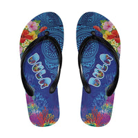 Fiji Day Flip Flops Coral Reef with Tapa Motifs and Hibiscus Ocean Vibe