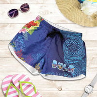 Fiji Day Shorts for Women Coral Reef with Tapa Motifs and Hibiscus Ocean Vibe