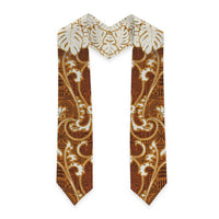 Fiji Graduation Stole Fijian Tapa Pattern Brown LT05 - Polynesian Pride
