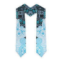 Fiji Graduation Stole Masi Tapa Pattern Blue