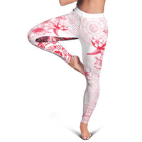 Fiji Leggings Masi Tapa Pattern Red - Polynesian Pride