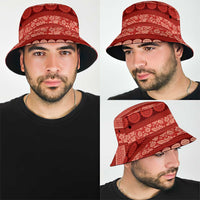 Fiji Marau na Kerisimasi Bucket Hat Red Tapa Masi Inspired Christmas - Polynesian Pride