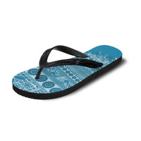 Fiji Marau na Kerisimasi Flip Flops Aqua Tagimoucia Tapa Masi Tribal - Polynesian Pride