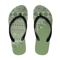 Fiji Marau na Kerisimasi Flip Flops Sage Green Tagimoucia Tapa Masi Tribal - Polynesian Pride