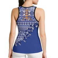 Fiji Marau na Kerisimasi Hollow Tank Top Blue Tagimoucia Tapa Masi Tribal - Polynesian Pride