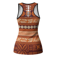 Fiji Marau na Kerisimasi Hollow Tank Top Gold Tapa Masi Inspired Christmas - Polynesian Pride