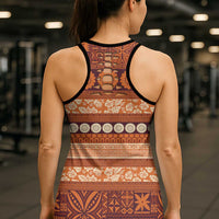 Fiji Marau na Kerisimasi Hollow Tank Top Gold Tapa Masi Inspired Christmas - Polynesian Pride