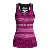 Fiji Marau na Kerisimasi Hollow Tank Top Pink Tapa Masi Inspired Christmas - Polynesian Pride