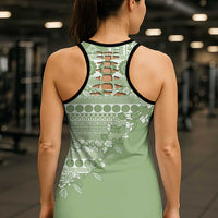 Fiji Marau na Kerisimasi Hollow Tank Top Sage Green Tagimoucia Tapa Masi Tribal - Polynesian Pride