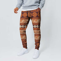 Fiji Marau na Kerisimasi Jogger Pants Gold Tapa Masi Inspired Christmas - Polynesian Pride