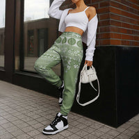 Fiji Marau na Kerisimasi Jogger Pants Sage Green Tagimoucia Tapa Masi Tribal - Polynesian Pride