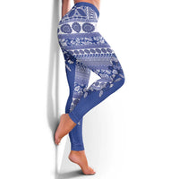 Fiji Marau na Kerisimasi Leggings Blue Tagimoucia Tapa Masi Tribal - Polynesian Pride