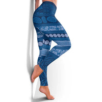 Fiji Marau na Kerisimasi Leggings Blue Tapa Masi Inspired Christmas - Polynesian Pride