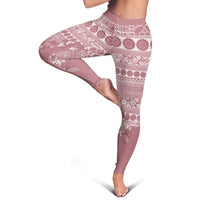 Fiji Marau na Kerisimasi Leggings Dusty Rose Tagimoucia Tapa Masi Tribal - Polynesian Pride